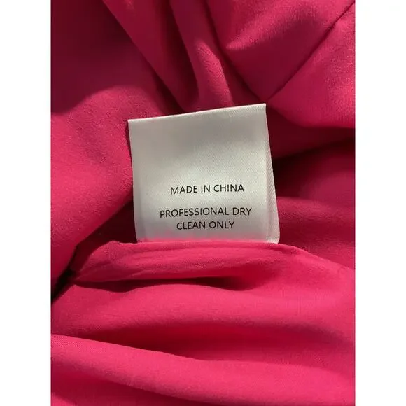 Teri Jon Jacquard Hot Pink One Shoulder Ruffle Dress Size 6 - Picture 6 of 6